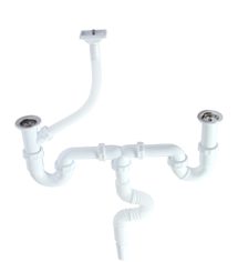 S Siphon With Double Flexible And Overflow (Ø32-50) (Vertical)