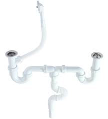 S Siphon With Double Flexible And Overflow (Ø32-50) (Side)