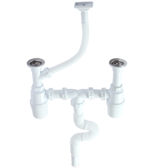 Bottle Double Siphon With Overflow And Flexible Pipe (Ø32-50) (Vertical)