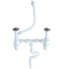 Bottle Double Siphon With Overflow And Flexible Pipe (Ø32-50) (Side)