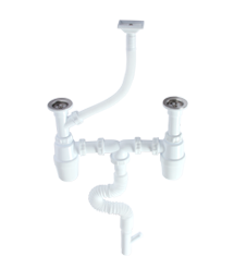 Bottle Double Siphon With Overflow,flexible Pipe And Machine Connection (Ø32) (Vertical)